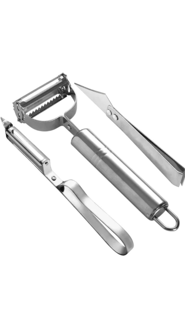 Set cutit si curatatoare, inox, 3 piese, Engros