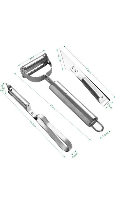 Set cutit si curatatoare, inox, 3 piese, Engros