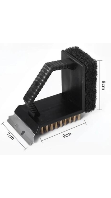 PERIE GRILL 3 ÎN-1 – Curățător perfect pentru grătar, cu peri durabili din oțel inoxidabil, racletă, Engros
