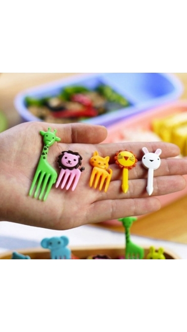 Set 10 Furculițe Animale Pentru Copii, 4 x 3 x 0.2 cm - Engros