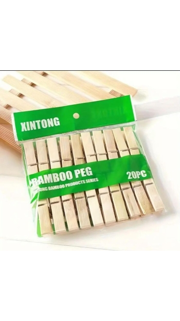 Set 20 Carlige Rufe, Lemn/ Bambus, 6 x 1 cm - Engros