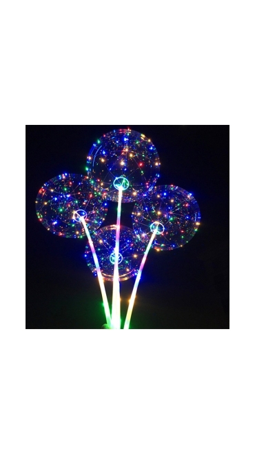 Balon luminos + Bat + Rozeta 50 LED-uri Multicolori - Engros