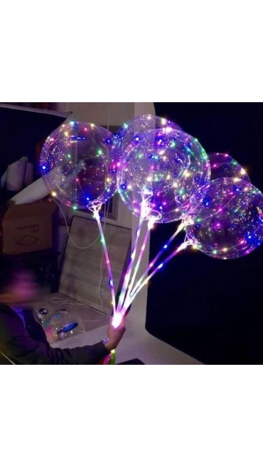 Balon luminos + Bat + Rozeta 50 LED-uri Multicolori - Engros