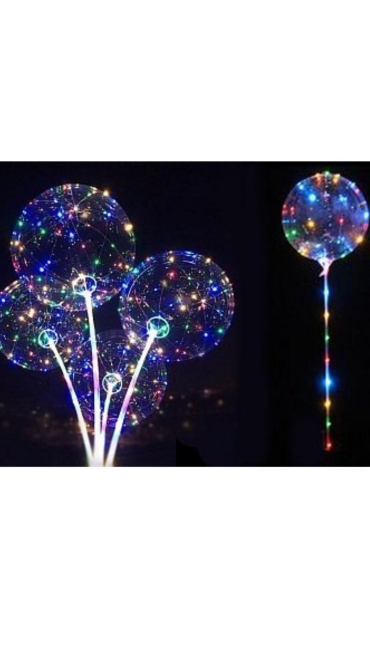 Balon luminos + Bat + Rozeta 50 LED-uri Multicolori - Engros