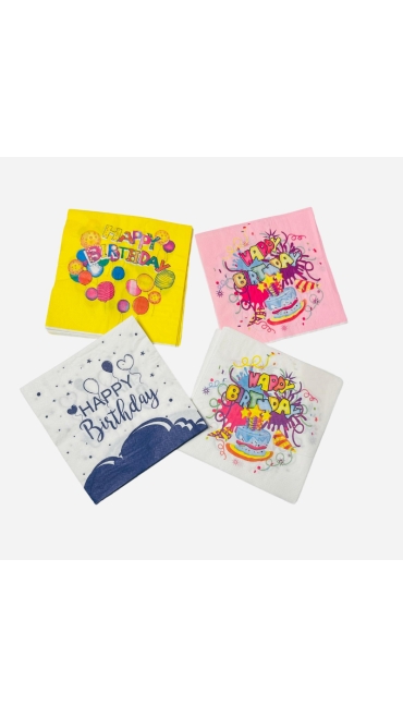 Set 10 Servețele Petrecere, 25 x 25 cm,  Happy Birthday - Engros