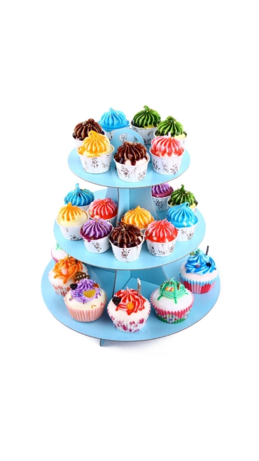 Suport pentru cupcake pentru prăjituri, 3 niveluri, Rotund, din Carton - Engros