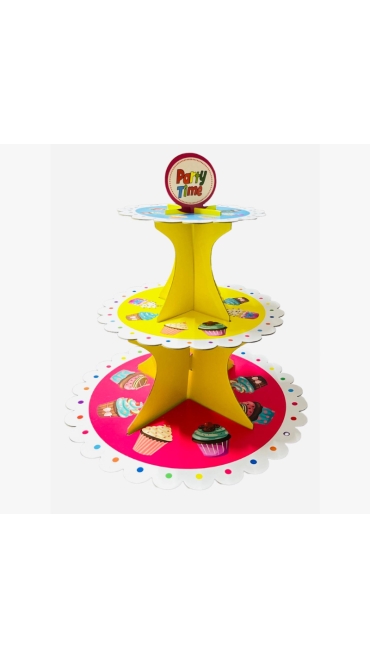 Suport pentru cupcake pentru prăjituri, 3 niveluri, Rotund, din Carton - Engros