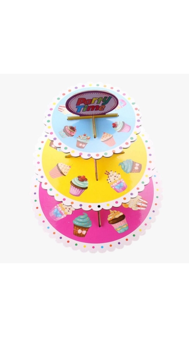 Suport pentru cupcake pentru prăjituri, 3 niveluri, Rotund, din Carton - Engros