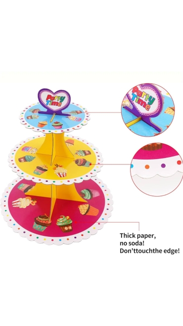 Suport pentru cupcake pentru prăjituri, 3 niveluri, Rotund, din Carton - Engros