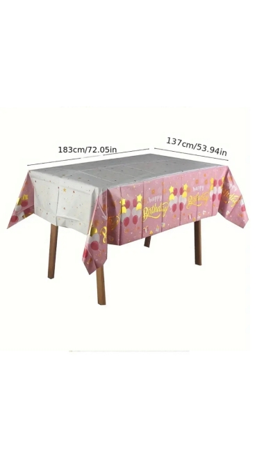 Fata de Masa Pentru Petrecere, Aniversare, din Folie  Aluminiu, model La Multi Ani, 137 cm × 183 cm - Engros