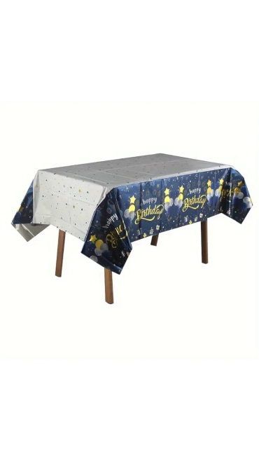 Fata de Masa Pentru Petrecere, Aniversare, din Folie  Aluminiu, model La Multi Ani, 137 cm × 183 cm - Engros