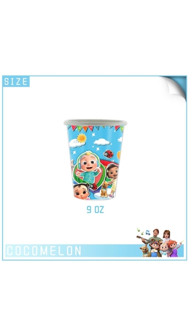 Set Aniversar Cocomelon - 144 Piese, Farfurii, Pahare, Tacâmuri și Decoratiuni