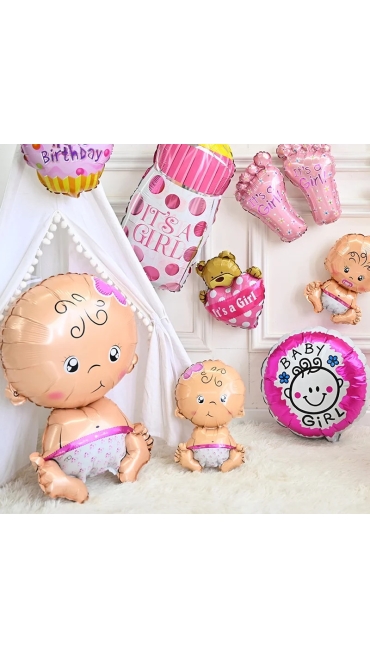 Balon folie bebe fetita pentru botez, Baby Shower Girl, 45 x 28 cm, It's Party Time