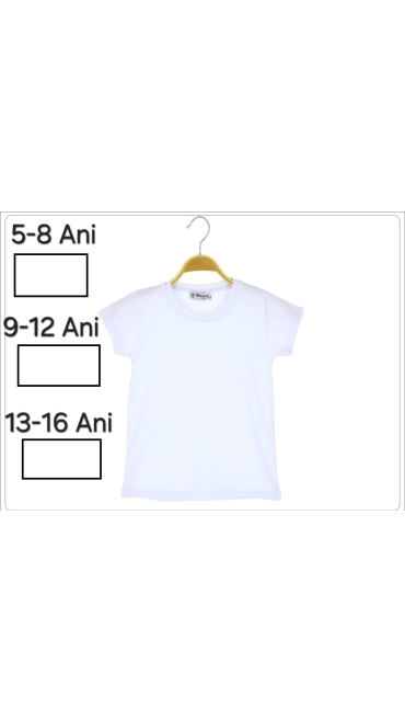 tricou alb copii scoala 9-12 ani 4/set
