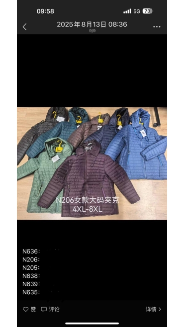 geaca dama 4xl-8xl 5/set