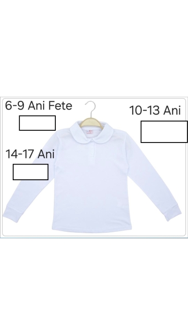 bluza alba fete scoala 6-9 ani 4/set