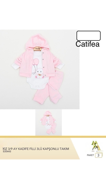 compleu copii catifea 3-9 luni 3/set