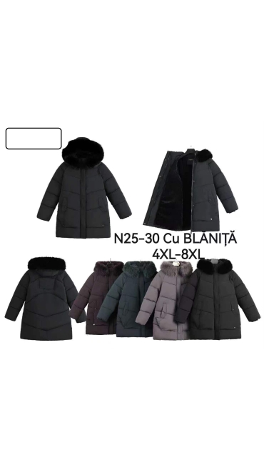geaca dama cu blana 4xl-8xl 5/set