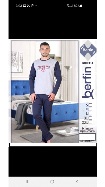 pijama barbati berfin interlok 100%bbc s-2xl 5/set