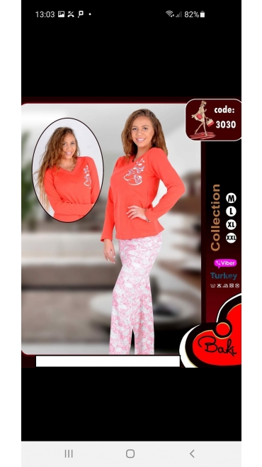 pijama dama baki interlok 100%bbc m-2xl 4/set