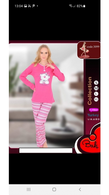 pijama dama baki interlok 100%bbc m-2xl 4/set